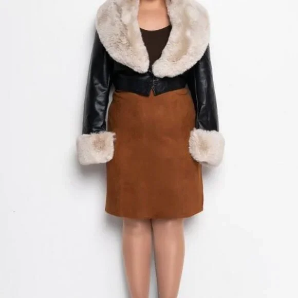 PLUS AZALEA WANG FUR TRIM COVERGIRL CROP JACKET ( BRAND NEW !!! ) - Picture 1 of 9